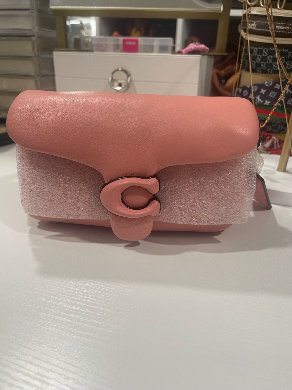 Coach Pebbled Leather Crossbody in Rose Pink